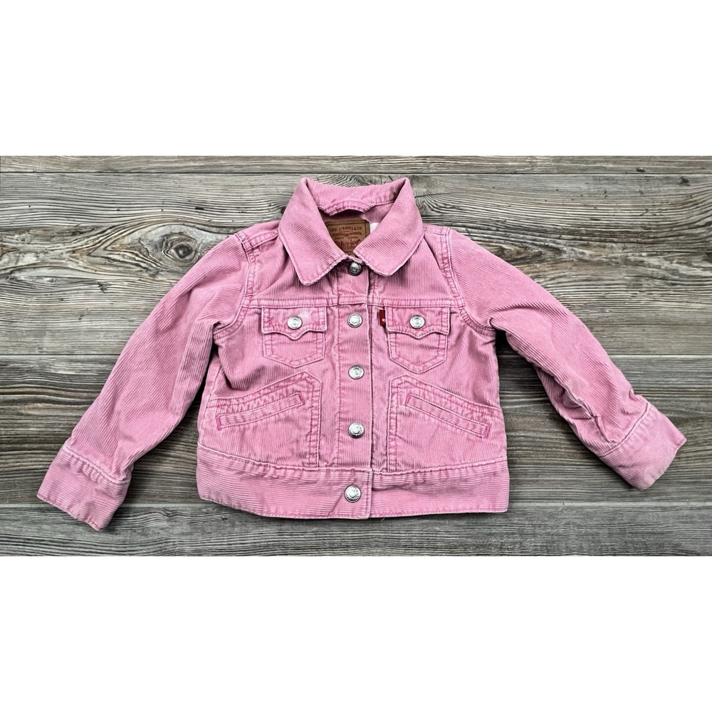 Levis Pink Corduroy Jacket Toddler Girls 3T Snap Front Farm Barn Jacket Outdoor